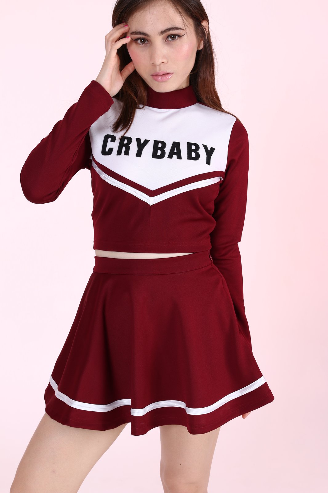 red cheerleader skirt costume