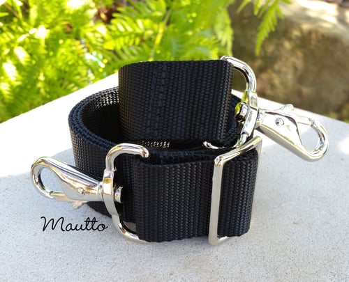 Image of Nylon Webbing Strap - Adjustable - 1.5" Wide - Choose Color, Length & Nickel / Antique Brass #6 Hook