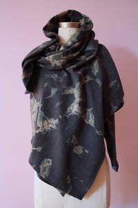Image of Black Scarf, Hand Dyed on Raw Silk, "Electrical Storm" Pattern