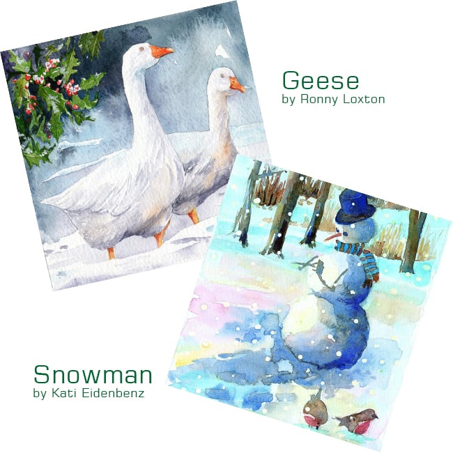 Image of Geese or Snowman Christmas Cards