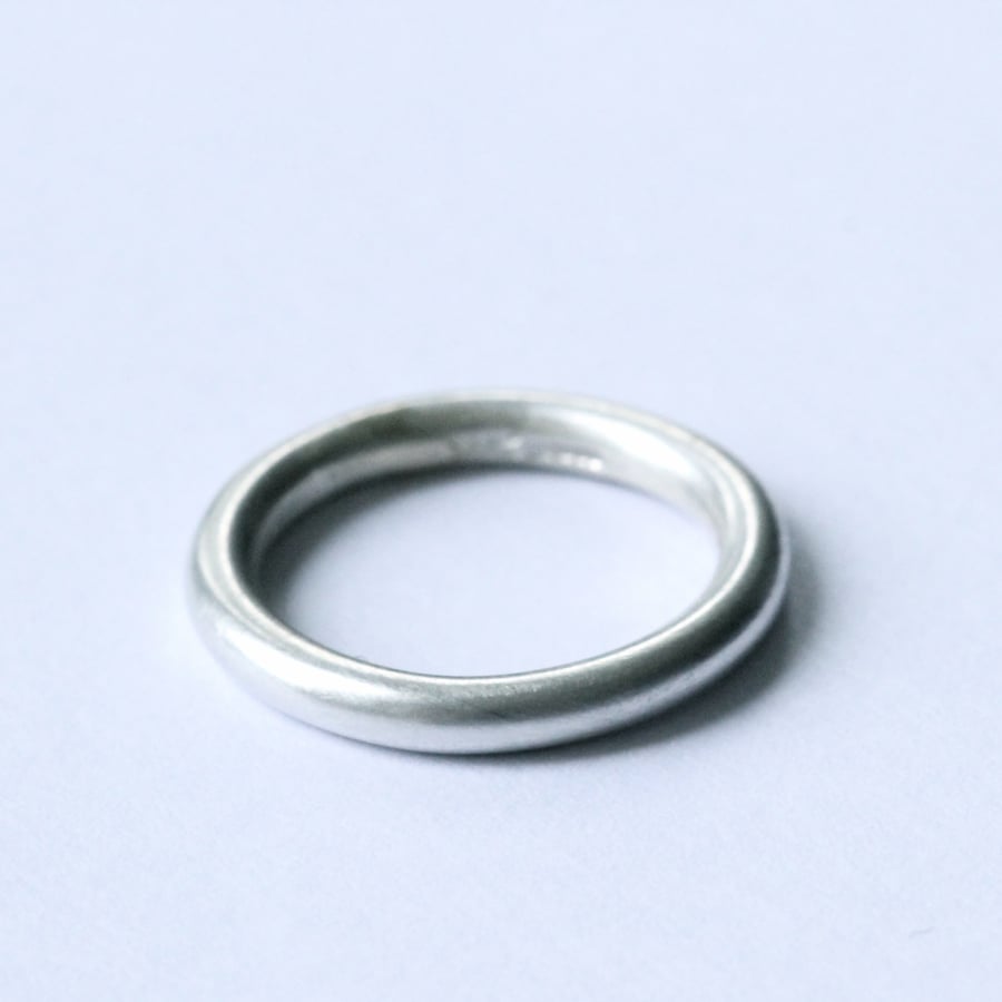 Image of handmade silver ring (Round profile brushed finish)