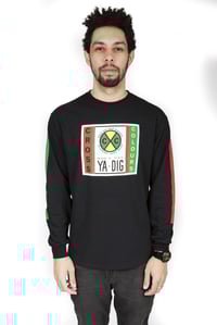 Image 2 of Cross Colours - LABEL LOGO L/S T-SHIRT WITH STRIPE SLEEVES