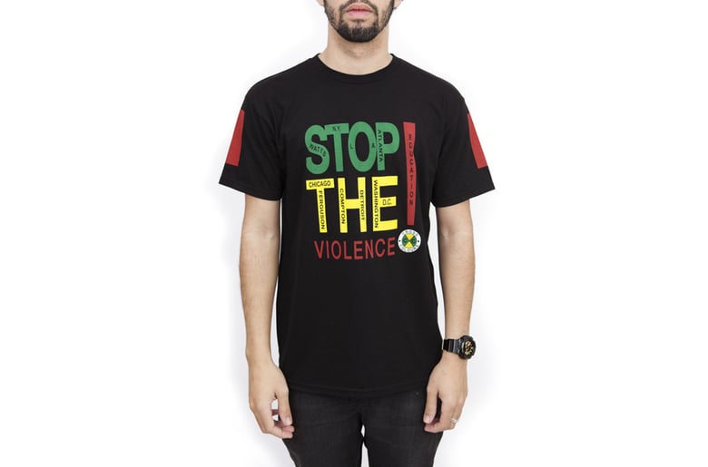 Image of Cross Colours - STOP THE VIOLENCE T-SHIRT - Black