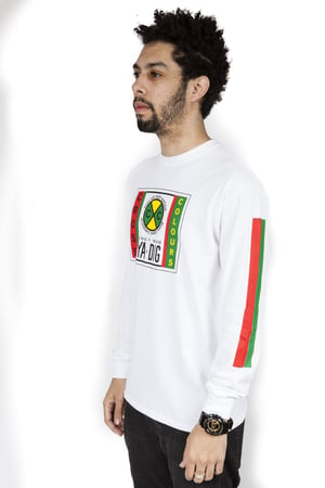 Image of Cross Colours - LABEL LOGO L/S T-SHIRT WITH STRIPE SLEEVES