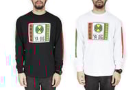 Image 1 of Cross Colours - LABEL LOGO L/S T-SHIRT WITH STRIPE SLEEVES