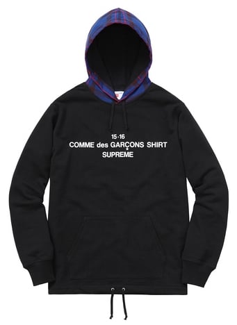 Image of Supreme X Comme Des Garçons **SHIRT - Hooded Sweatshirt - FW15