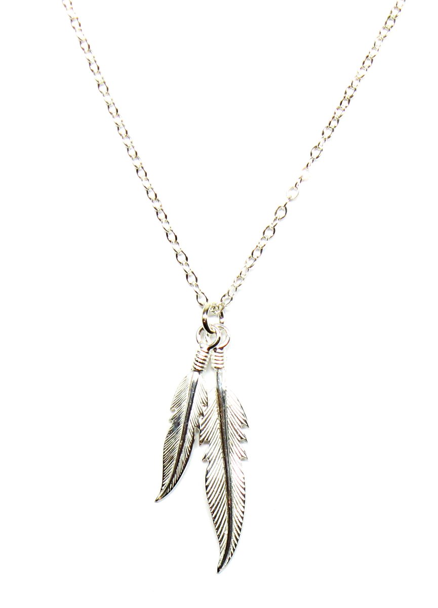 Image of Farah Double Feather Sterling Silver Necklace