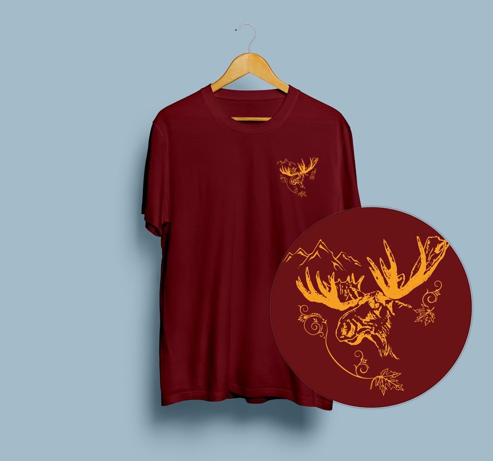 Image of Burgundy Moose Crest T-Shirt