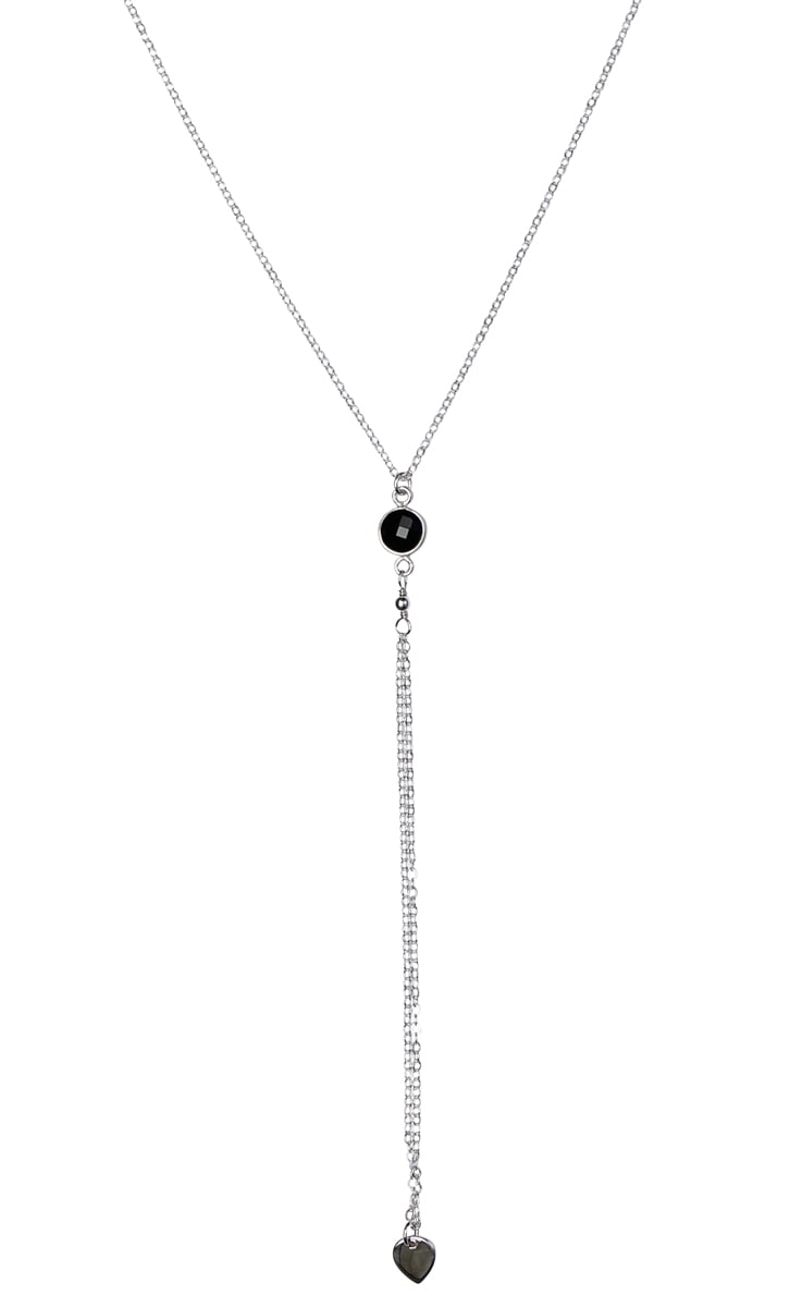 Image of Lauren Black Onyx Sterling Silver Long Lariat Necklace