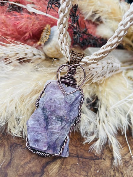 Image of Lepidolite rough grade a necklace 