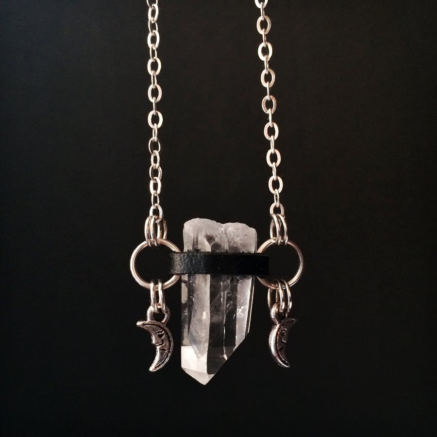 Image of Parallel Moons Leather Wrap Necklace