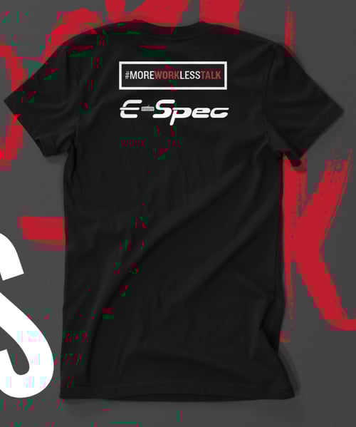 Image of #MoreWorkLessTalk | T-Shirt | Black w Red & White Letters