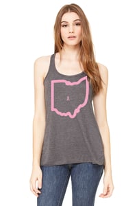 Image of Ladies Tank Top- Ohio Outline w/ Pink Ribbon on CBus