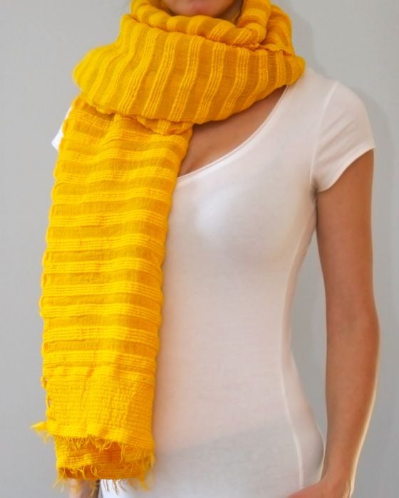 Écharpe en coton épais jaune/ Thick yellow cotton scarf / Bandge