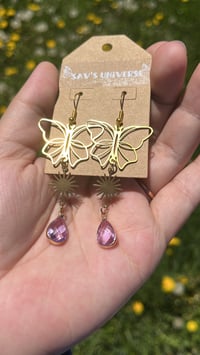 Image 1 of Lilac Butterfly Sun Earrings 🦋💜✨🌞