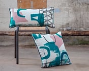 Image of 'Assemble/Configure' Cushion- Pink / Teal / Navy / Grey