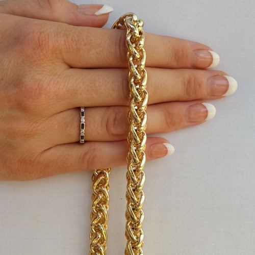 Image of GOLD Chain Luxury Strap - Large Braided Chain - 3/8" (10mm) Wide - Choose Length & Hooks/Clasps