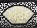 Image of CHINESE TABLE SCREEN WITH JADE PLAQUE OF BIRDS & LEAVES