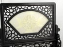 Image of CHINESE TABLE SCREEN WITH JADE PLAQUE OF BIRDS & LEAVES