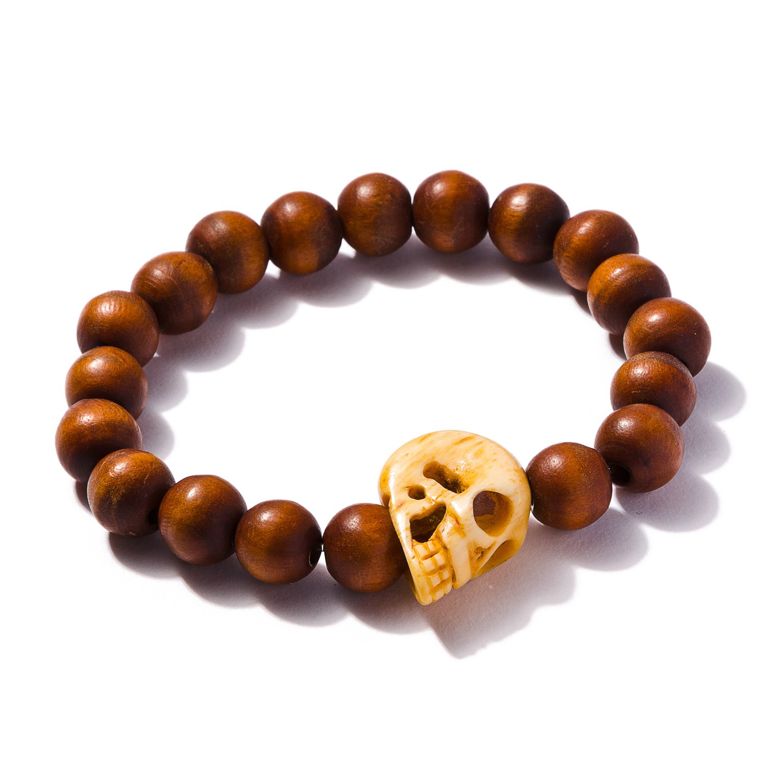 Image of XL Bone Skull with Wooden Beads Bracelet