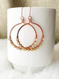 Image 2 of Peridot (Copper) Hoop Earrings