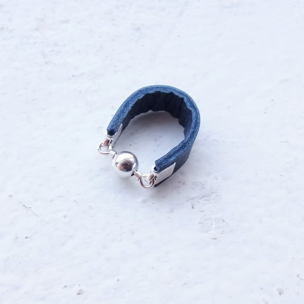 Image of Petrol blue and silver Dot ring
