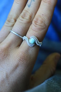 Image 2 of Sterling Silver Green Turquoise Size 6.75 / 7 Ring