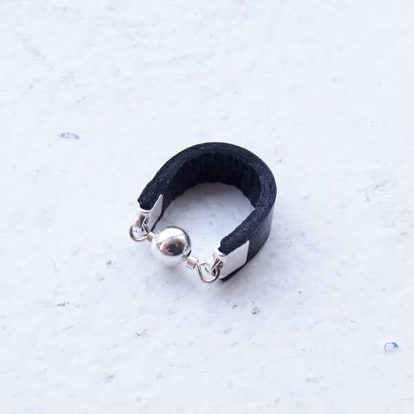 Image of Black and silver Dot ring