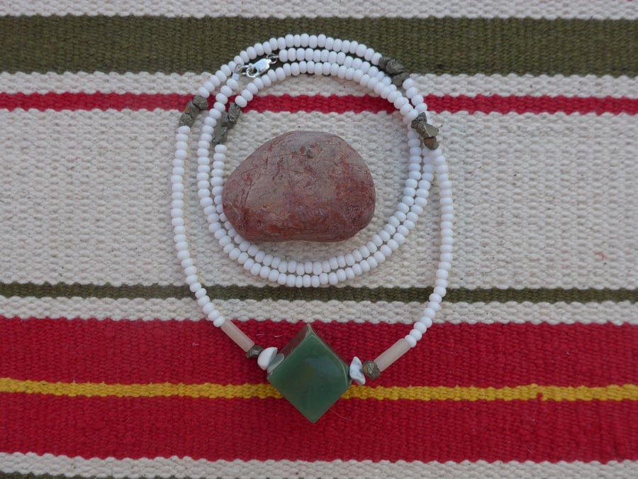 Image of Green Aventurine Cube Necklace