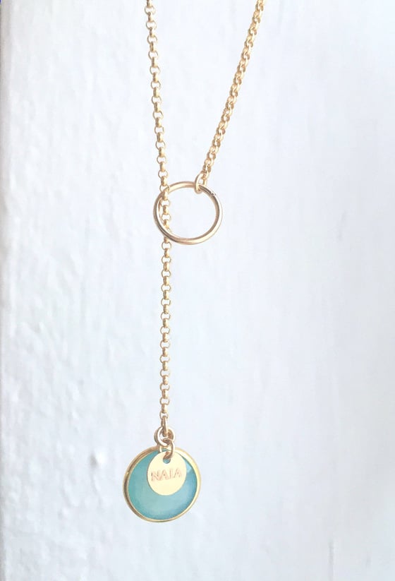 Image of Bezel Dazzle Dangle Necklace with Blue Chalcedony