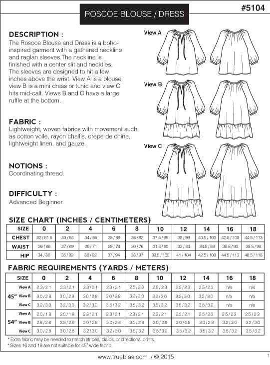 Image of ROSCOE BLOUSE / DRESS (PDF)