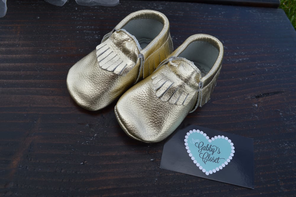 Image of Metallic Gold - Genuine Leather Moccasins