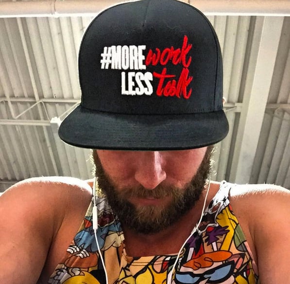 Image of #MoreWorkLessTalk | SnapBack Hat | Black w White & Red Letters