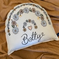 Image 2 of Personalised floral rainbow name cushion 
