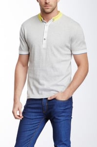 Image of Grey Contrast Collar Button Down Polo