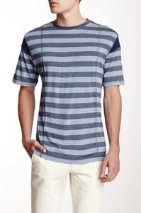 Image of Luxurious Silk and Cotton Stripes T-shirt