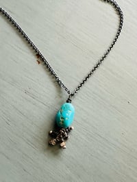 Image 2 of Sleeping Beauty turquoise pendant with gemstone fringe