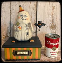 Image 3 of Ghost Candy Container Folk Art Halloween sculpture 