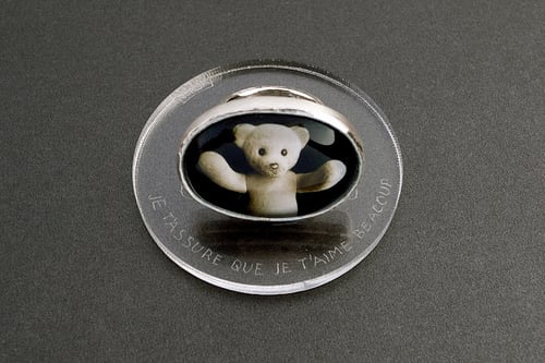 Image of "Surrounds me with.." teddy-bear’s silver ring with photo and rock crystal · ТOTUM ME.. ·