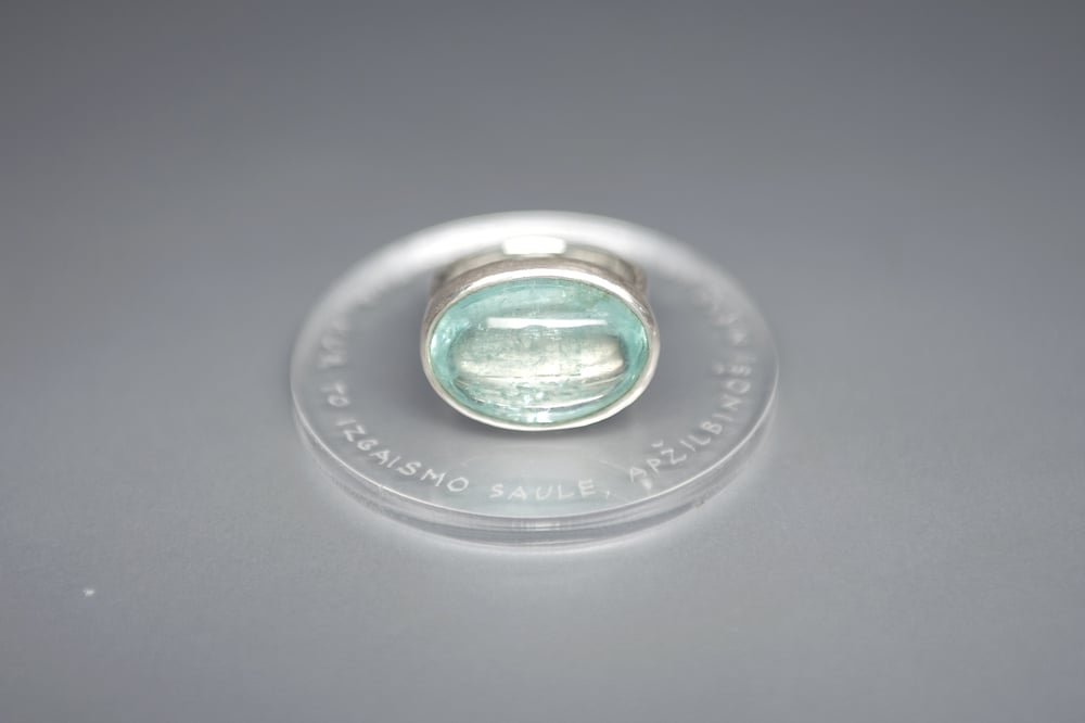 Image of "Sea is there.." silver ring with aquamarine  · MARE, QUA A SOLE COLLUCET.. ·