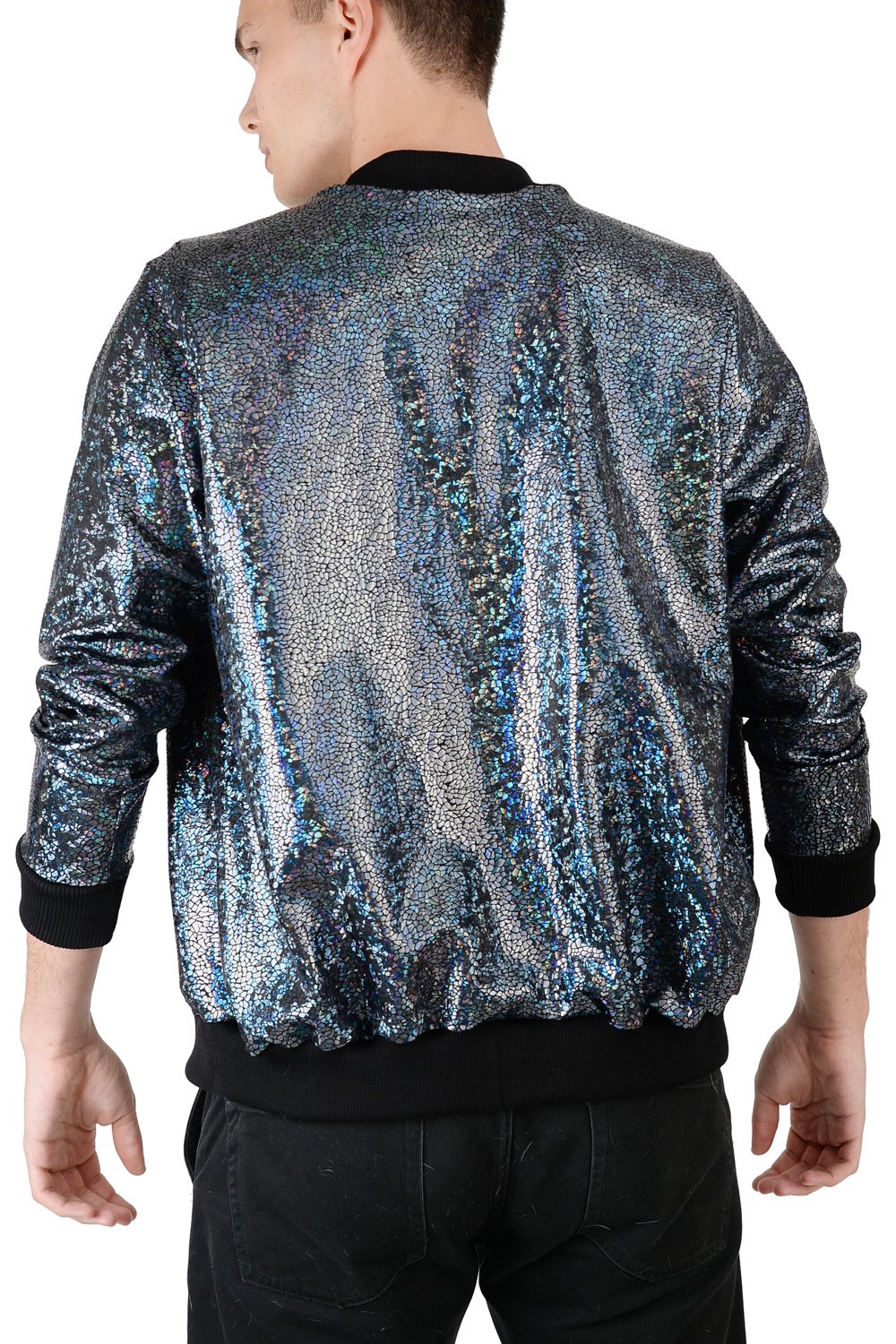 Image of Mens Black Disco Bomber Jacket