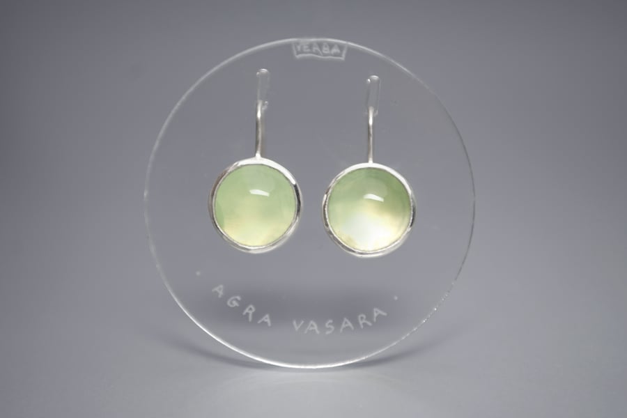 Image of "Early summer" silver earrings with prehnites  · NOVA AESTATE ·
