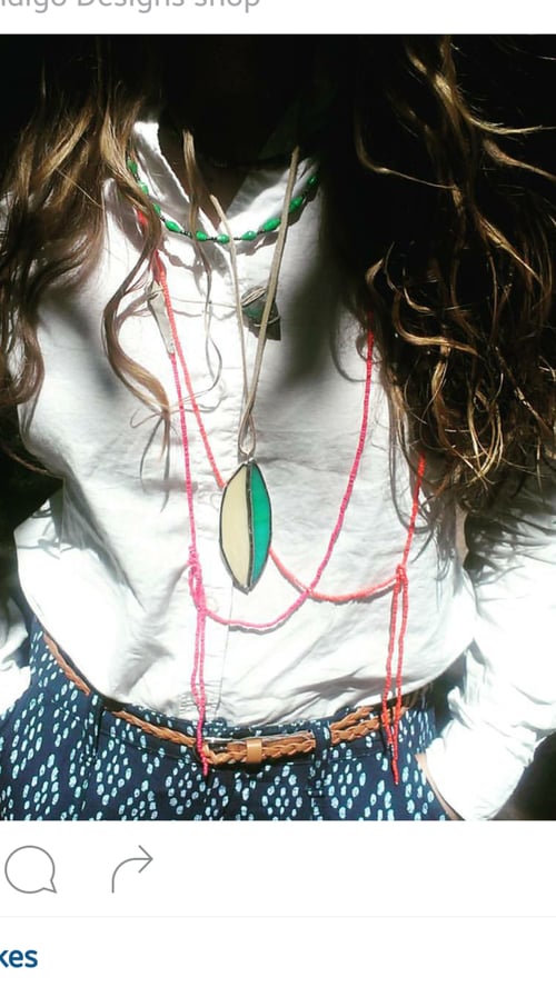 Image of Bohemian Feather pendant-wearable glass