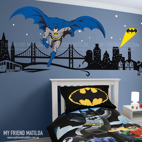 Batman Boys Wall Decal Super Hero Themed Room Removable Wall Decals & Stickers by My Friend
