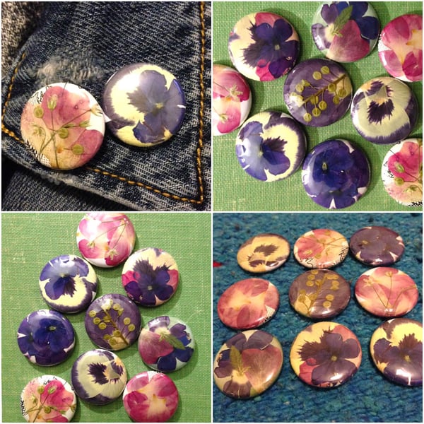 Image of Bright + Colorful 1 inch Flower Buttons 