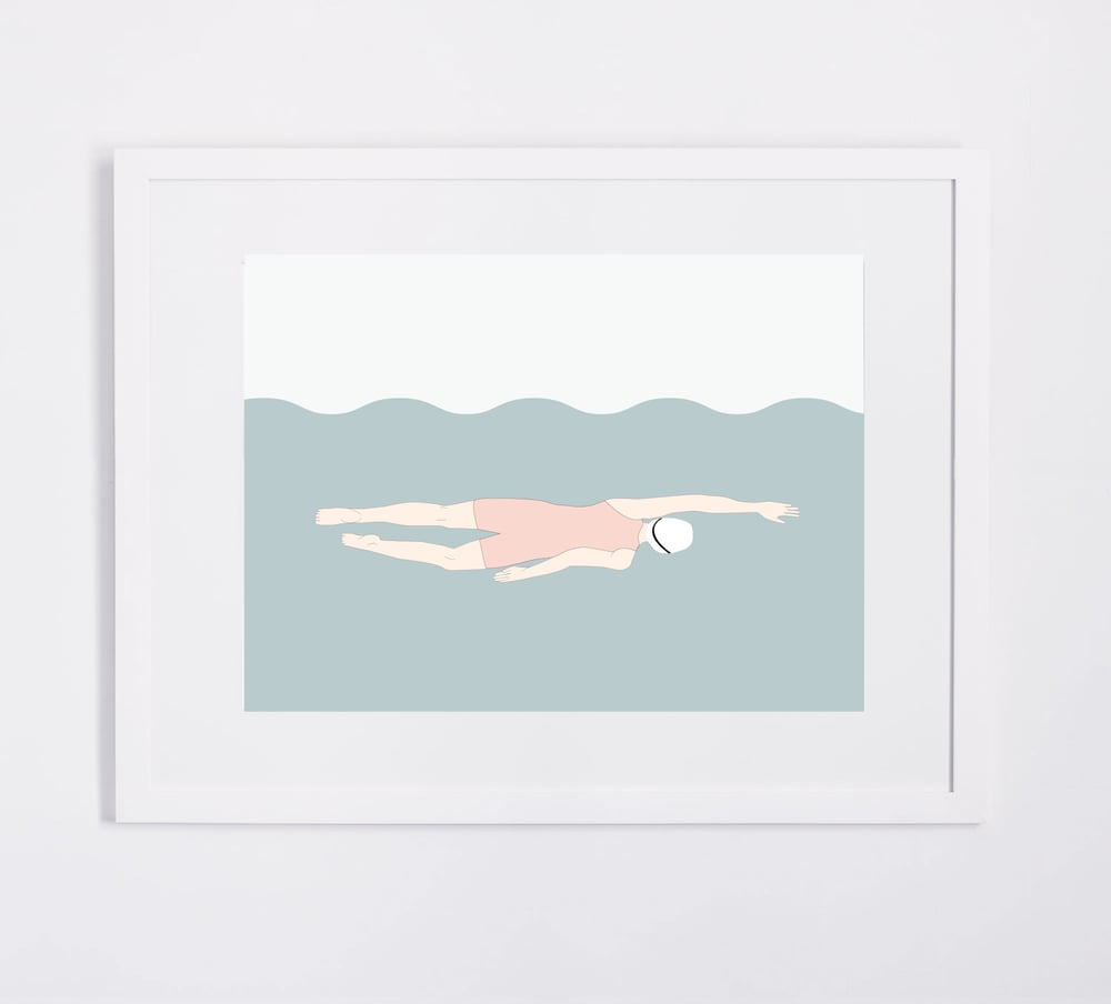 Image of Swimmer print (pink or dark-blue)