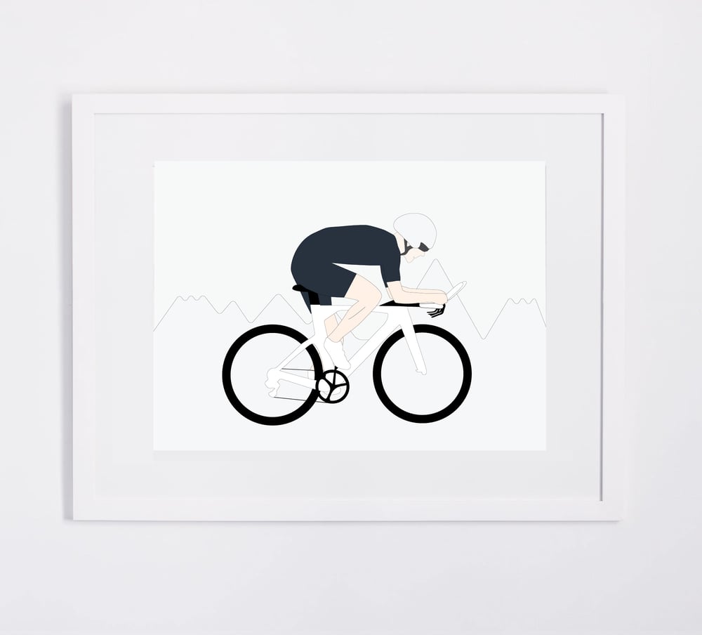 Image of bike print (pink or dark-blue)