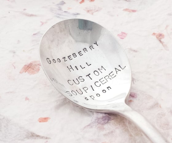 Image of Personalised Hand Stamped Soup / Cereal spoon ~ for any occassion 