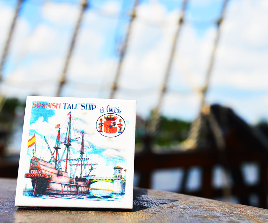 Image of El Galeon Tall Ship Tile Magnet