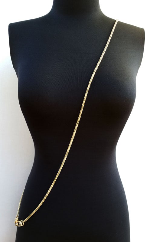 Image of GOLD Chain Luxury Strap - Mini Braided Chain - 3/16" (4mm) Wide - Choose Length & Hooks/Clasps